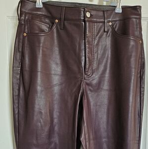 Express Faux Leather Straight Leg Pants Size 14 - Red Wine in Color
